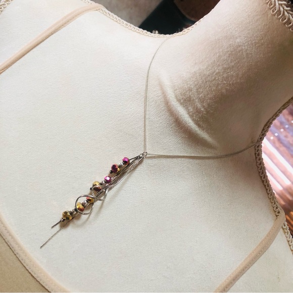 Hand crafted rainbow rhondelle crystal chandelier necklace - Picture 1 of 5